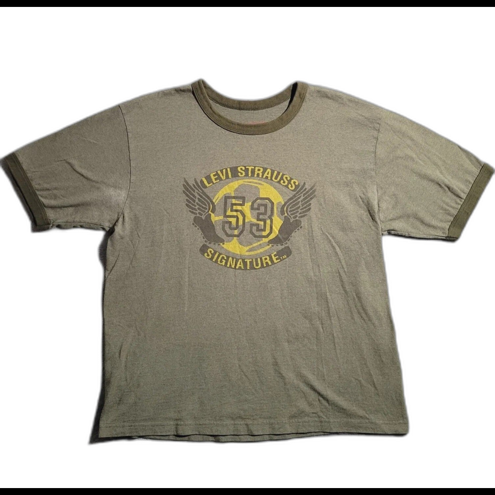 Vintage Levis Shirt Adult Large Soccer Graphic Logo T-Shirt Mens Green